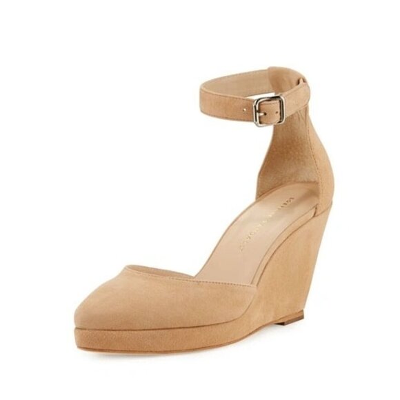 Loeffler Randall Jules Nude Suede Wedge Heels Shoes 8.5 - Picture 1 of 5